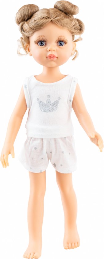 Paola Reina pop Amigas Valeria met 2 knotjes en pyjama 32cm van Paola Reina