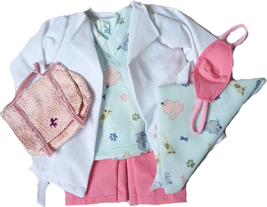Paola Reina Poppenkleding Kledingset Esme Dierenarts 32 cm van Merkloos