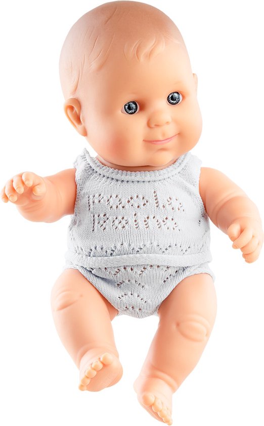 Paola Reina Puppegie blank jongen gekleed (met ondergoed) 22cm van Paola Reina