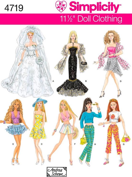 Patroon voor Modepop Kleding - Naaipatroon voor Poppenkleedjes van Merkloos