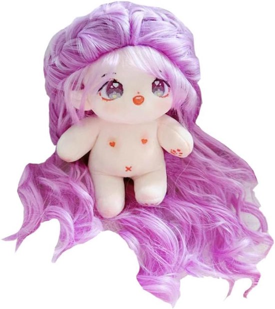 Pluche Pop 20 cm Paars Golvend Haar Aankleedbaar Knuffelcadeau van Merkloos