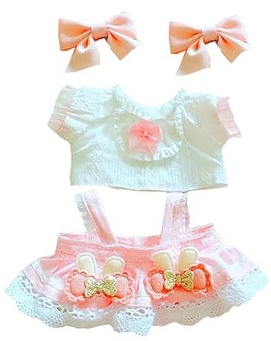 Pluche Pop Kleding Set Roze Hoofddeksels en Rok voor 20 cm Zachte Gevulde Speelgoed van Merkloos