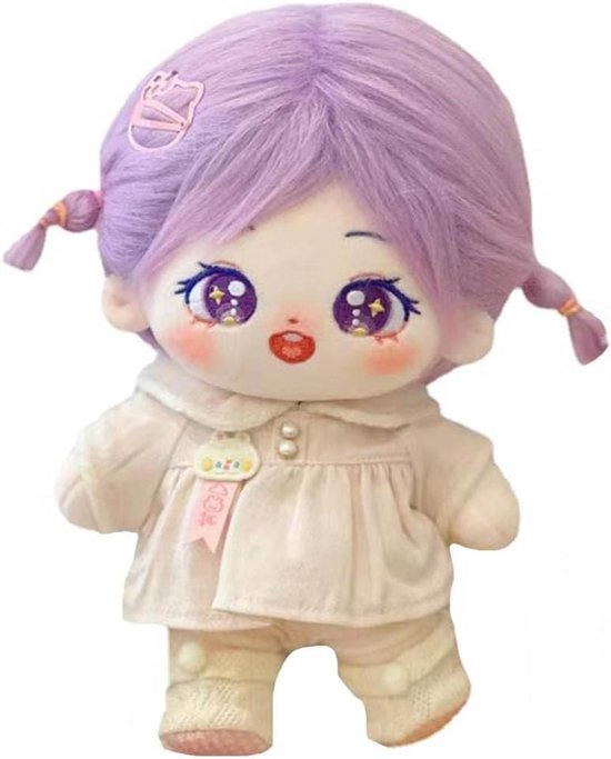 Pluche Pop Meisje - Gevulde Pop Poppenlichaam - Verkleedcadeau - Met Flexibel Skelet - 20 cm - A-43