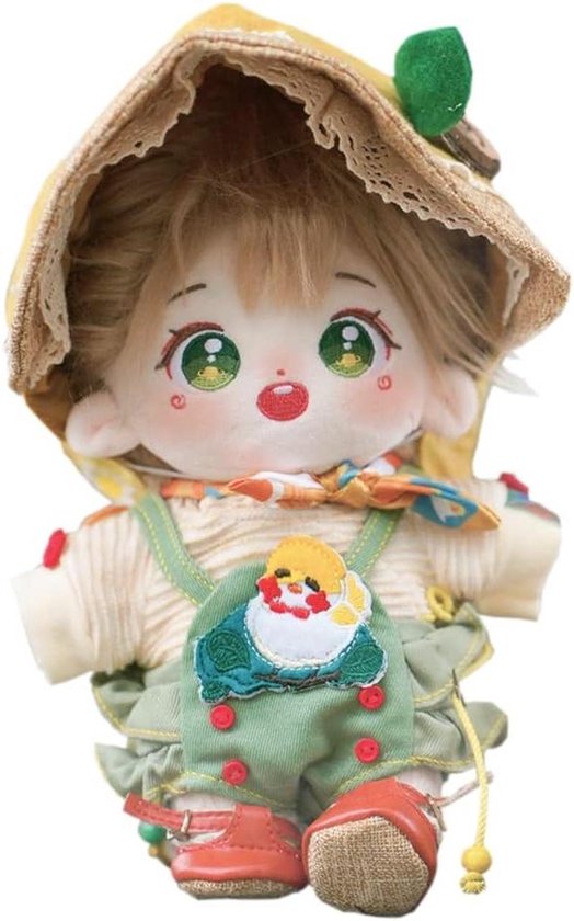 Pluche Pop - Zachte Pop Meisje - Cadeau Geven - Zonder Skelet - 20 cm - Groene Ogen