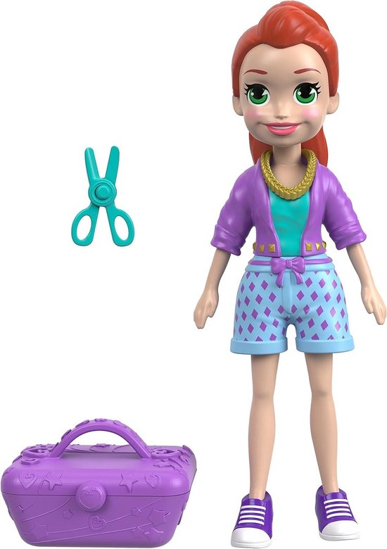 Polly Pocket Pop - Actiepop Speelgoedpop - Spelen en Verzamel - Flexibele Gewrichten - 3 inch schaal - Paars