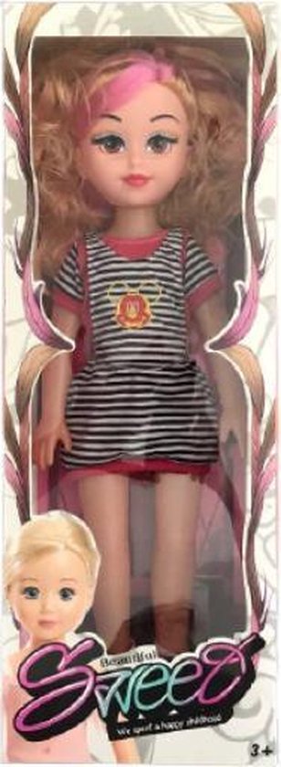 Pop 40 cm beautiful sweet blauw jurkje - 8374 van Mooisa.