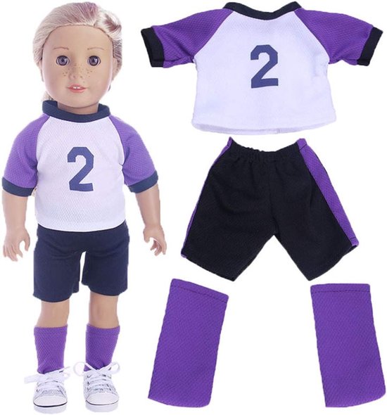 Pop Kleding - Poppenoutfits Poppenkostuum - Poppen aankleden - Casual sport stijl - 46cm poppen - Paars