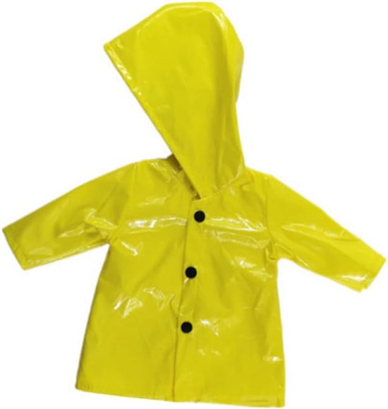 Pop Regenjas - Poppenkleding Set - Poppen Aankleden - Speciaal Ontworpen - 18 Inch Poppen - Geel van Merkloos