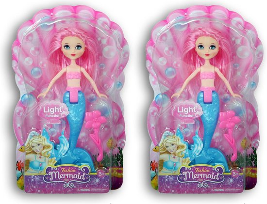 pop zeemeermin 19 cm met licht 8418 van Merkloos