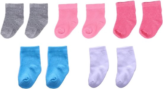 Poppen enkelsokken - Poppenkleding set - Poppen aankleden - Zachte katoenmix - 5 paar - Mix van kleuren