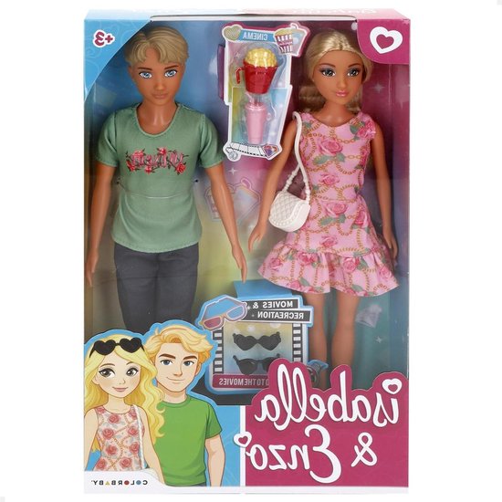 Poppen Filmdate Set - Speelgoed Poppen - Symbolisch Spel - Movable Limbs - 30 cm - Roze