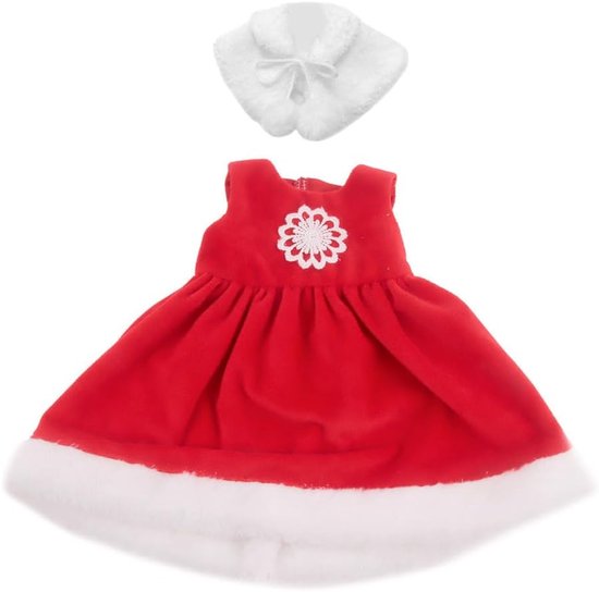 Poppen Kerstjurk - Poppenkleding Set - Poppen Aankleden - Twee Delige Set - 43-46 cm Poppen