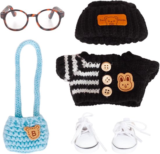 Poppen Kleding Set - Poppen Outfits - Poppen Aankleden - Polyester Materiaal - 17 x 5 cm - Zwart