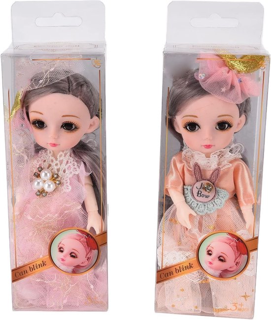 Poppen Met Haar - Speelgoed Poppen - Kinderspel - Beweegbare Gewrichten - 17 cm Hoog - Willekeurige Kleuren