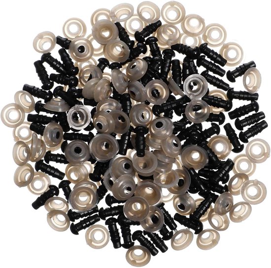 Poppenaccessoires Set van 100 stuks: Veiligheidsogen voor Haakdieren Zwart 4mm - Poppen Pluche Speelgoed - Stoffen Dier Ovale Beerpop van Merkloos