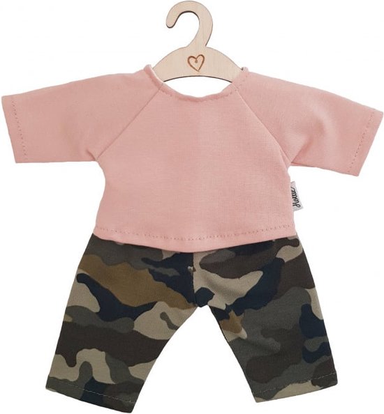 Poppenbroek en -shirt camoufl dusty rose van Minikane