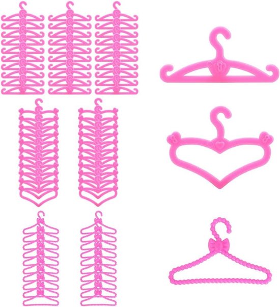 Poppenhangers Plastic - Mini Kleerhangers - Poppenkleding Opbergen - Ruimtebesparend Ontwerp - 70 Stuks - Roze