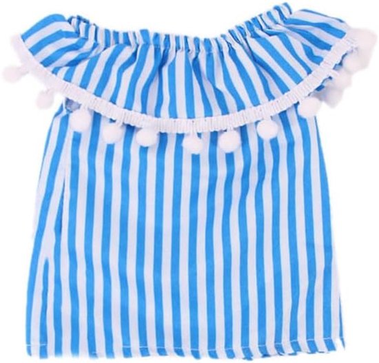 Poppenjurk Bloemenprint - Poppenkleding Set - Poppen Aankleden - Speciaal Ontworpen - 46 cm Poppen - Blauw