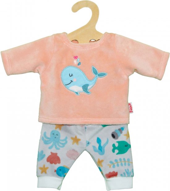 Poppenjurk Pyjama Roze Walvis, 35-45 cm van Heless