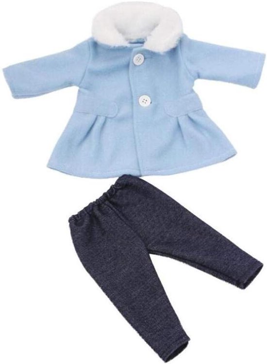 Poppenjurk Winter Outfit - Poppenkleding Set - Poppen Aankleden - Met Pluche Kraag - 18-inch - Blauw