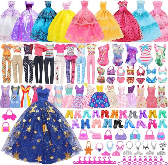 Poppenkleding Accessoires - Aankleedset - Poppen aankleden - 101 Delige Verrassing - 11.5 Inch Poppen - Meerkleurig