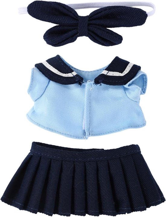 Poppenkleding - Geschikt voor poppen van 17 cm - Geschikt voor Labubu - Top + stropdas + rok JK-set - Leuke speelgoedkledingaccessoires (alleen kleding, pop niet inbegrepen) van StuCaフジンテン