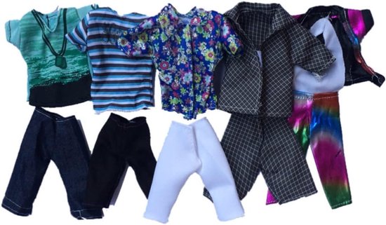 Poppenkleding Jongens Sets - Poppenspeelgoed Kleding - Zomer Casual Stijl - 5 Complete Sets - Voor Poppen 32cm - Diverse Kleuren