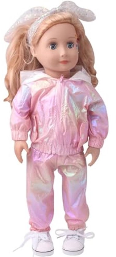 Poppenkleding Jurk Sport Casual Outfit met Hooded Jas voor 18 inch Meisje Pop van Merkloos