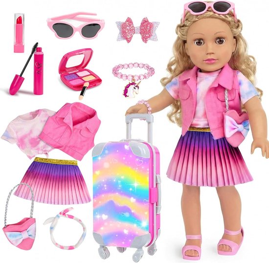 Poppenkleding - Poppenjurkjes - Kinderen Spelen - Handwasbaar - 18 inch - Multicolor