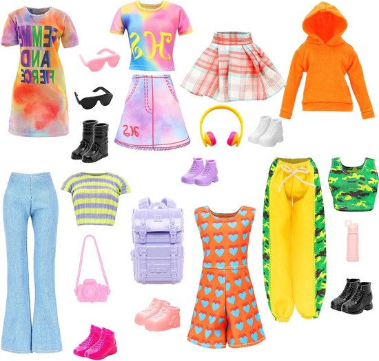 Poppenkleding Set - Jurken en Schoenen - Poppen Aankleden - Moderne Stijl - 30 cm - Multicolor