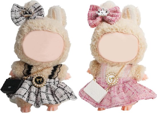 Poppenkleding Set - Mini Outfit - Poppen Aankleden - 2 Stuks - 17 cm Poppen - Zwart Roze