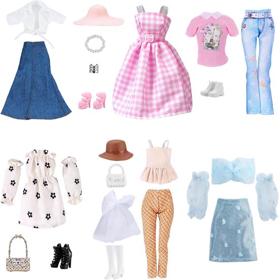 Poppenkleding Set - Mode Accessoires - Poppen Aankleden - 26 Delige Collectie - Voor 30cm Pop van Merkloos