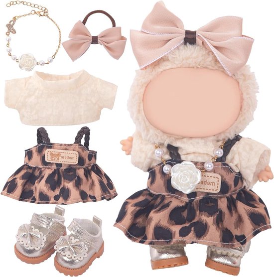 Poppenkleding Set - Poppen Outfits - Poppen Aankleden - Inclusief Accessoires - 15-17cm Poppen - Luipaardprint