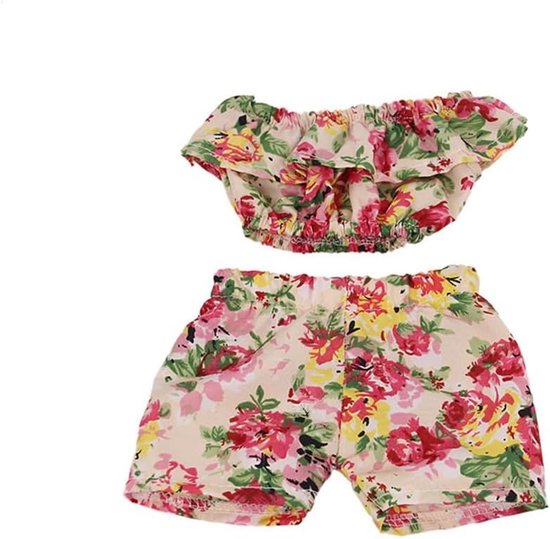 Poppenkleding Set - Poppenkleding Zomer - Poppen Aankleden - Print Ontwerp - 46 cm Poppen - Multicolour