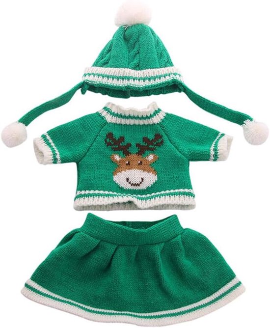Poppenkleding Set - Poppenkledingrok - Poppen Aankleden - Kerst Thema - 18 Inch Poppen - Groen