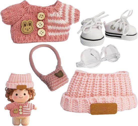 Poppenkleding Set - Speelgoed Mode - Kinderen Verkleed - Handgemaakt Breiwerk - 15-17cm Poppen - Stijl A