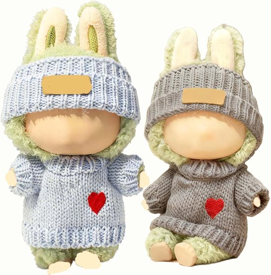 Poppenkleding Sets - Accessoires Outfits - Poppen Aankleden - Handgemaakte Kleding - 17cm 15cm - Blauw Grijs van Merkloos