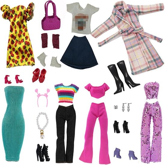 Poppenkleding Sets - Pop Accessoires - Verkleden en Spelen - Elastisch en Klittenband - 7 Sets 29 cm - Willekeurig
