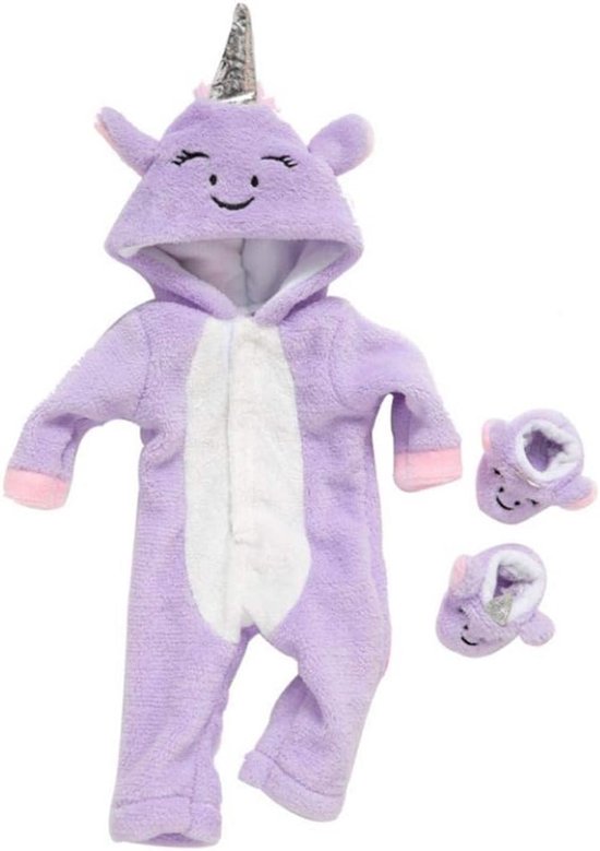 Poppenkleding Winterpyjama Jumpsuit met Eenhoornpatroon voor 45,7 cm Meisjespop