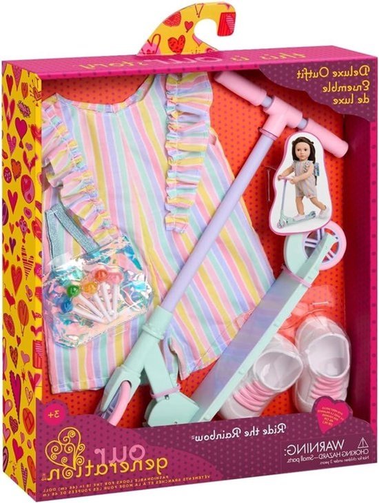 Poppenkledingset - Poppenaccessoires - Poppen aankleden - Met scooter - 46 cm - Multicolor