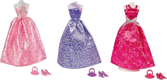 Poppenkledingset - Poppenjurk Glamour - Feestelijke Gelegenheden - Glinsterende Baljurk - 12 centimeter - Diverse kleuren