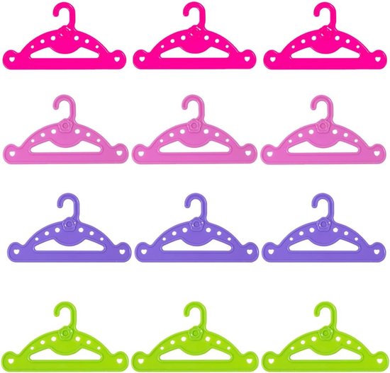 Poppenkleerhangers - Mini hangers - Poppenkast organiseren - Duurzaam plastic materiaal - 13 x 72 cm - Meerkleurig van Merkloos