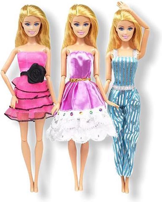 Poppenkleertjes Isa's friends - 3 Outfits voor poppen - Geschikt voor o.a Barbie - Setje 'Iris' van Isa's friends