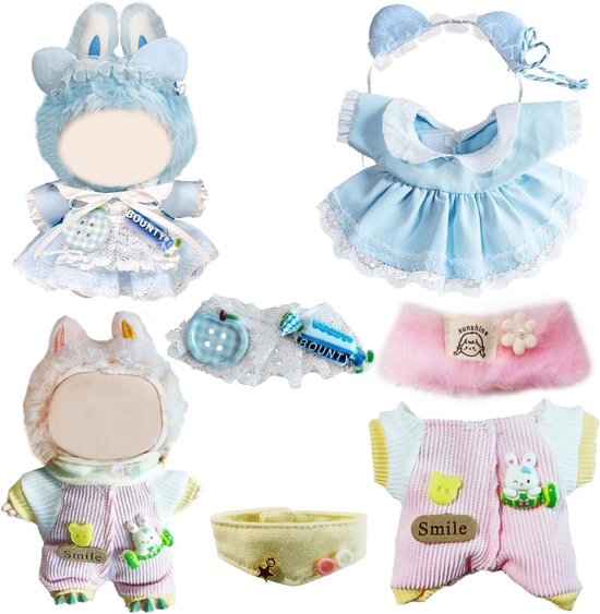 Poppenkleertjes voor 17 cm Poppen - 2 Delige Set Schattige Kleding voor Jongens en Meisjes van Merkloos