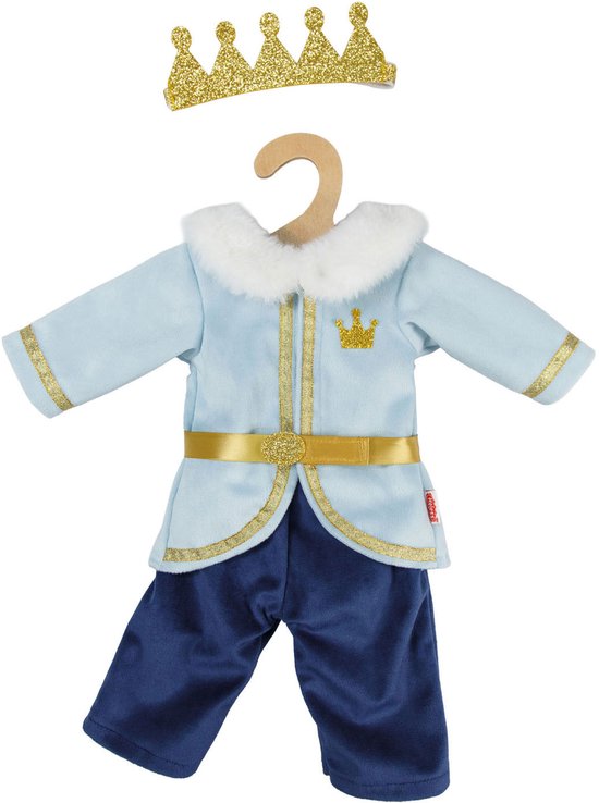 Poppenoutfit Winterprins Luka met Kroon en Kraag - Maat 28-35 cm