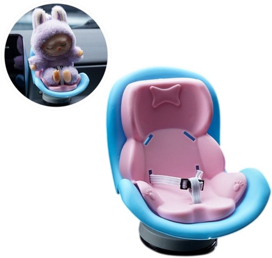 Poppenstoel - Autostoel voor poppen - Poppenaccessoires - Pop niet inbegrepen - Woondecoratie - Autodecoratie - Geschikt voor poppen kleiner dan 20 cm - Blauw - 10,5*11*12 cm van Merkloos