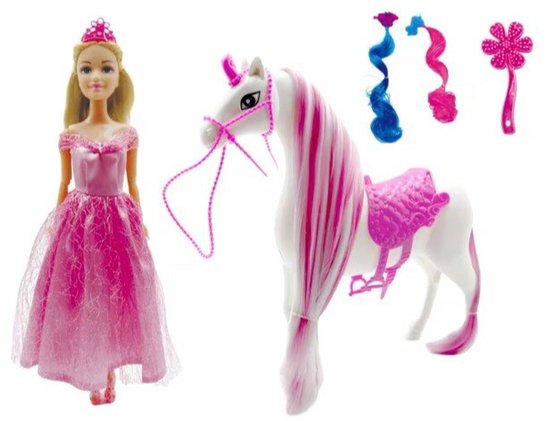 Prinsessenpop Roze met Paard van Merkloos