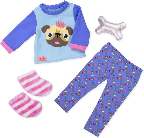 Pug-Jama Party Nachtkleding Set voor 46 cm Poppen van Merkloos