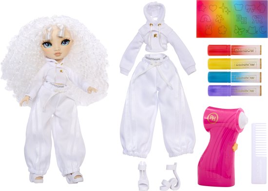 Rainbow High Air Brush & Create-modepop om zelf te ontwerpen met airbrush-marker-set, afwasbaar, regenboogmarkers, lang haar, groene ogen, kleuren, creëren, spelen, afspoelen en herhalen. Creatief 4-12+ jaar van Rainbow High