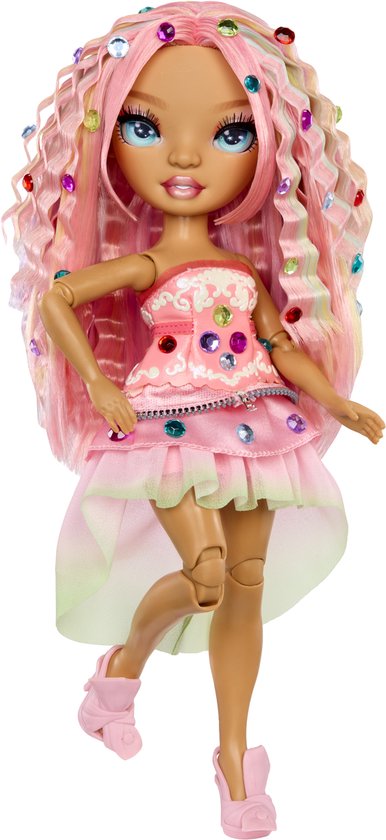 Rainbow High Be Dazzling-modepoppen - Adeline Rose (roze) met bedazzle-tool en glinsterende strassteentjes van Merkloos